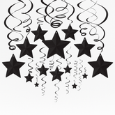 Black Shooting Star Metallic Swirl Decorations